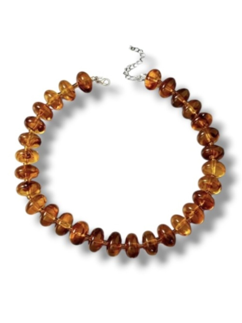 New! Chunky Amber Honey Glass Style Beaded Choker Necklace • NWOT #1085